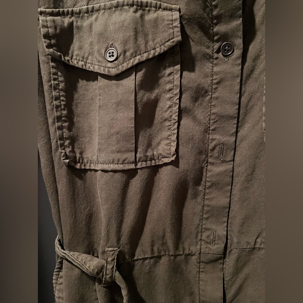 Anthropologie Cloth & Stone Eryn Utility Shirtdress - Large - Military Green - Picture 4 of 5